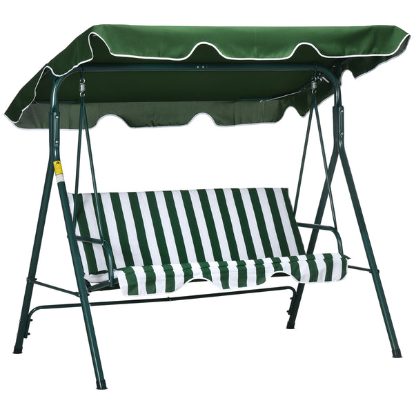 Dondolo 3 Posti da Giardino 172x110x153 cm in Acciaio a Strisce Bianco e Verde sconto