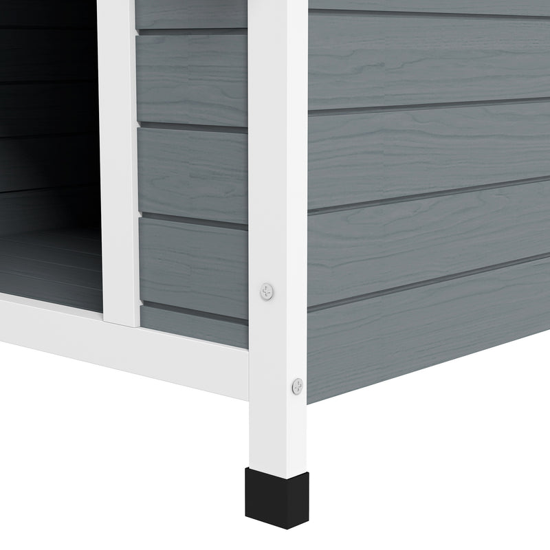 Cuccia per Cani Grandi da Esterno Pavimento Rimovibile 84x99x87 cm in Legno Grigio 