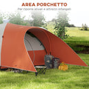 Tenda da Campeggio 5-6 Posti con Portico 550x300x198 cm Impermeabile con Borsa di Trasporto in Poliestere Arancione-4