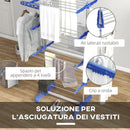 Stendino Verticale con 4 Ripiani Regolabili 142x55x172 cm in Acciaio e Plastica Blu e Argento-5
