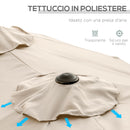 Ombrellone da Giardino 295x152x222 cm Copertura Doppia Inclinabile con Apertura a Manovella Cachi  