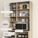 Mobile Dispensa 80x35x180 cm Ripiano con Foro Passacavi Bianco e Rovere   