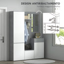 Mobile Guardaroba per Ingresso con Specchio Appendiabiti e Armadio 145x29x184 cm Grigio e Bianco  