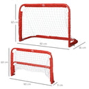 Set 2 Porte da Calcio Pieghevole da Esterno con 4 Picchetti 90x36x60 cm in Acciaio e Tetrolon Rosso