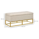 Panca Fondo Letto 110x44x48 cm con Contenitore in Poliestere Trapuntata Beige