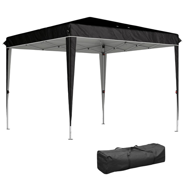 Gazebo da Giardino 300x300x273 cm per 6-9 Persone ad Altezza Regolabile in Metallo e Tessuto Oxford Nero acquista