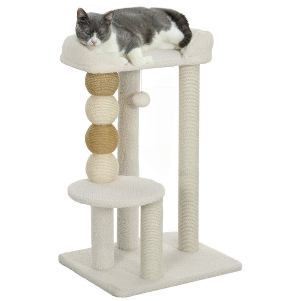 online Albero Tiragraffi per Gatti con Lettino 48,5x40x76 cm in Peluche e Iuta Beige