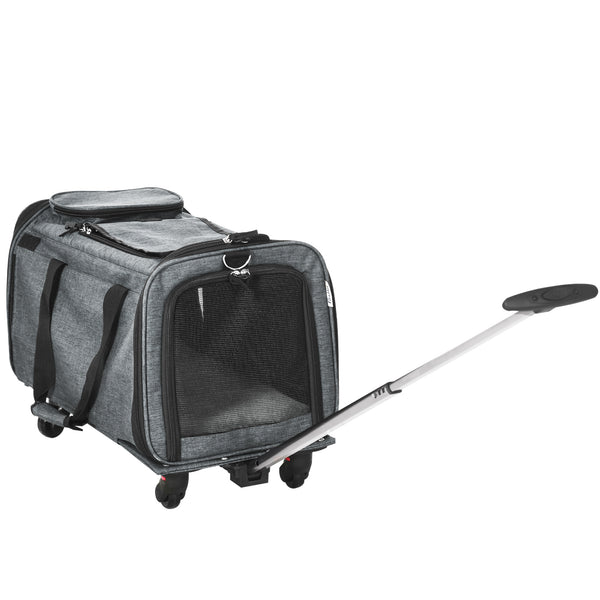 Trasportino per Cani e Gatti 4 in 1 Pieghevole 50x31x37 cm con Maniglia Telescopica Grigio online