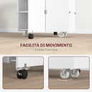 Tavolo a Ribalta Pieghevole con Ripiani a 3 Livelli Box e Rotelle 130x80x76,5 cm in MDF Bianco