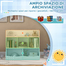 Mobile Portagiochi per Bambini a 3 Livelli con 5 Scomparti 91,5x43x79 cm in Legno Bianco