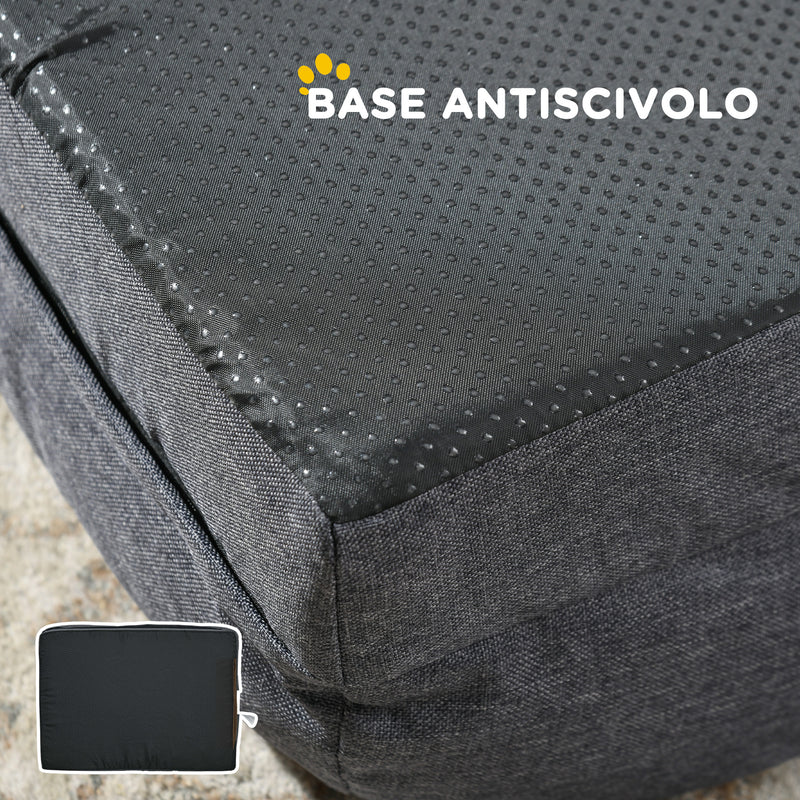 Cuccia Imbottita per Cani Taglia Media con Cuscino Rimovibile Lavabile 90x69x21cm Grigio Carbone 
