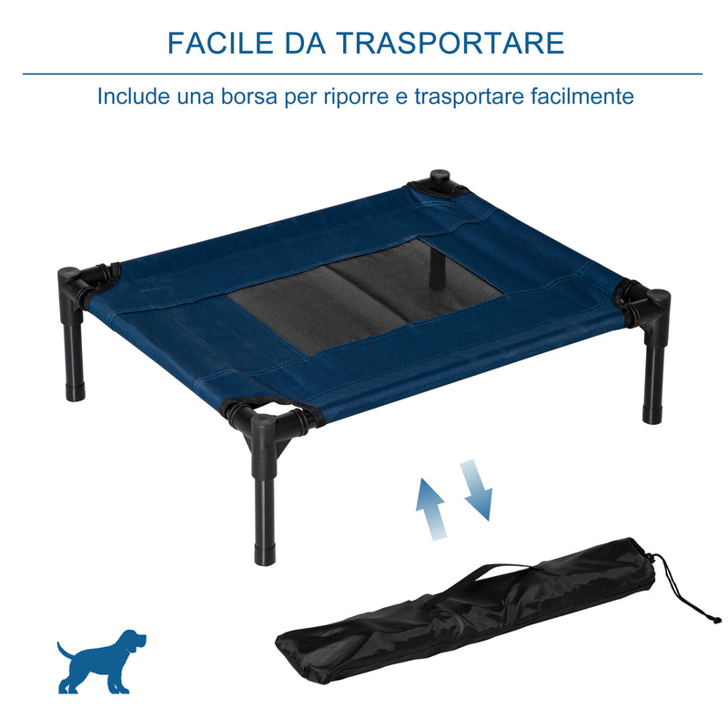 Lettino per Cani Rialzato con Seduta Traspirante 61x46x18 cm in Acciaio e Tessuto Marrone e Nero-7