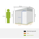 Casetta Box per Attrezzi da Giardino 154L x 206,5P x 160/181A cm con Base in Acciaio zincato Bianco