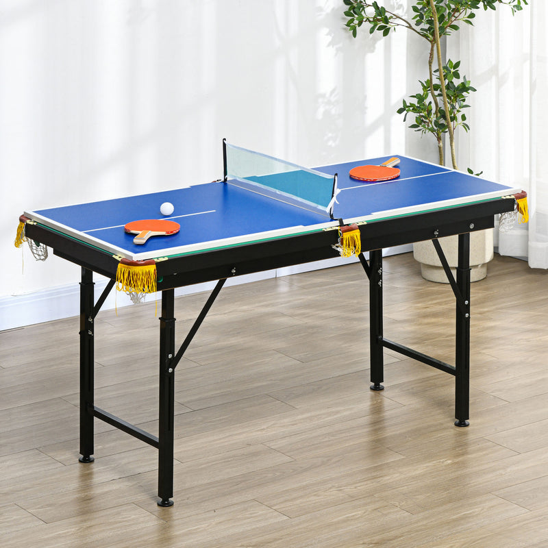 Tavolo Multi Gioco Pieghevole 2 in 1 per Biliardo e Ping Pong 140x63x60-80 cm con Accessori Inclusi-2