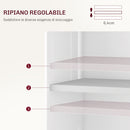 Tavolo a Ribalta Pieghevole con Ripiani a 3 Livelli Box e Rotelle 130x80x76,5 cm in MDF Bianco