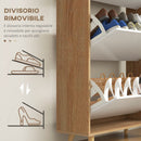 Scarpiera Salvaspazio 18-24 Paia di Scarpe a 3 Cassetti  72x24x119 cm in Truciolato Bianco