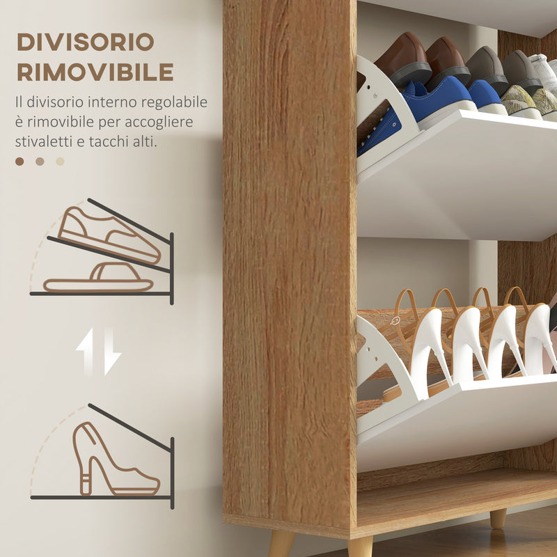 Scarpiera Salvaspazio 18-24 Paia di Scarpe a 3 Cassetti  72x24x119 cm in Truciolato Bianco