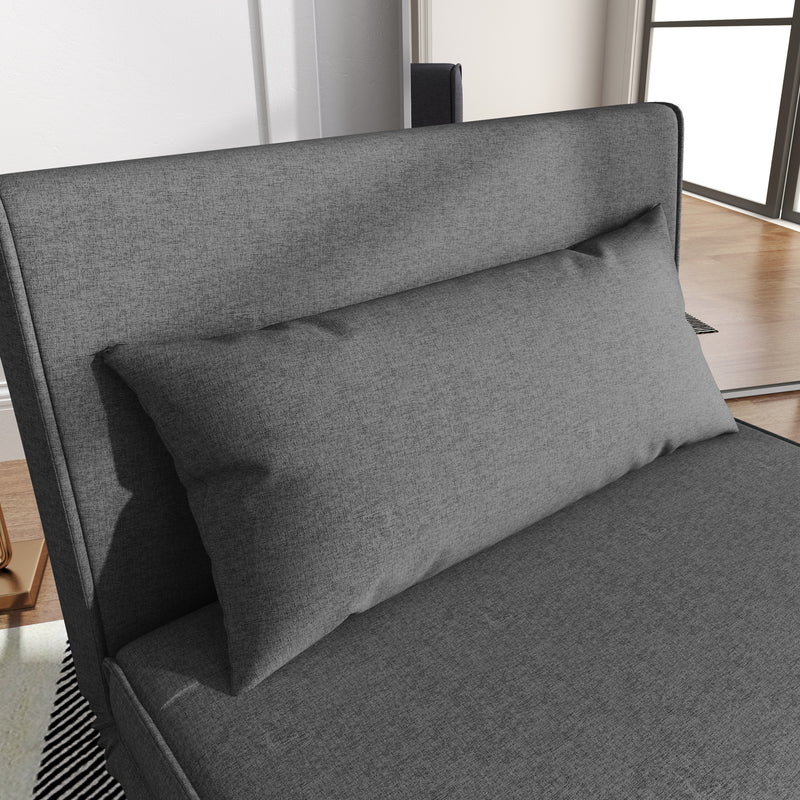 Poltrona Letto con Schienale Reclinabile su 6 Posizioni 94x78x80 cm in Tessuto Grigio  