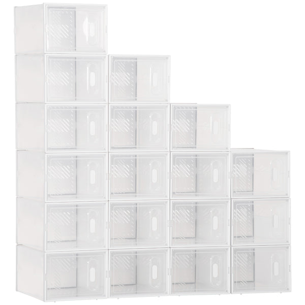 prezzo Scarpiera Modulare 18 Box 25x35x19 cm in Plastica PP Trasparente e Bianco