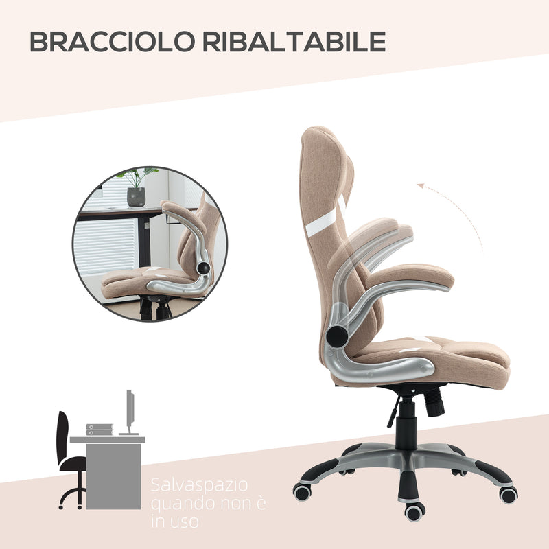 Sedia Operativa da Ufficio Reclinabile 68x76x109-117 cm Marrone Chiaro 