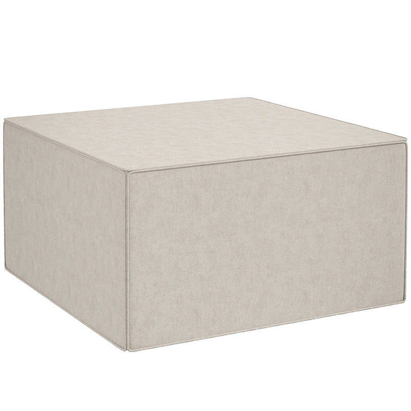 Pouf Poggiapiedi 75x75x41 cm Rivestimento Rimovibile Tessuto Effetto Lino Beige 
