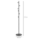 Appendiabiti da Terra 6 Ganci 32x171 cm Disco in Acciaio e Base in Ardesia Nero