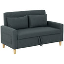 Divano 2 Posti 135x72x84 cm con Vano Contenitore  in Tessuto Effetto Lino Grigio Carbone  