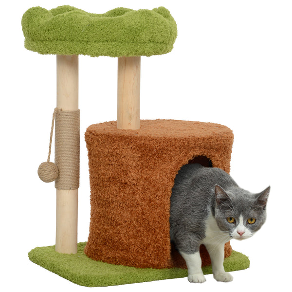 prezzo Albero Tiragraffi per Gatti con Casetta Lettino e Gioco 44x33x61 cm in Legno e Peluche Verde