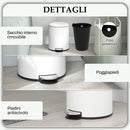 Pattumiera a Pedale 20 Litri 36x30x44,5 cm con Chiusura Silenziosa in Metallo e PP Crema