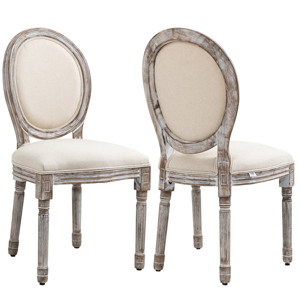 prezzo Set 2 Sedie 51x55x 96 cm in Legno e Tessuto Crema