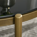 Tavolino da Caffè con Piano in Vetro Temperato Ø85x41 cm Base in Metallo Nero e Oro