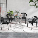 Set 4 Sedie da Giardino 57x54x78 cm Impilabili con Schienale Alto in PP Nero
