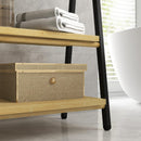 Portasciugamani da Terra Pieghevole 3 Barre e 3 Ripiani 53x31x153 cm in Bambù e Acciaio Nero