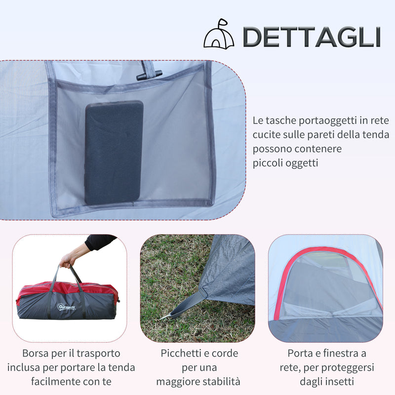 Tenda da Campeggio per 6 Persone 4,55x2,3x1,8m con Pali in Fibra di Vetro Grigia