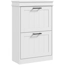 Scarpiera Salvaspazio Design Moderno 2 Cassetti Ribaltabili 54x24x82,5 cm Bianco 