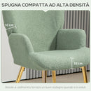 Poltrona Moderna con Schienale Alto 73x68x111 cm in Tessuto Effetto Sherpa Verde e Oro 