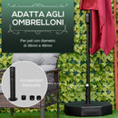 Base per Ombrellone Ø60 cm Riempibile con Acqua e Sabbia 28-40 kg per Pali da Ø3,8 e Ø4,8 cm in Plastica Nero 