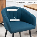 Set 2 Sedie Imbottite in Tessuto Effetto Lino Blu   
