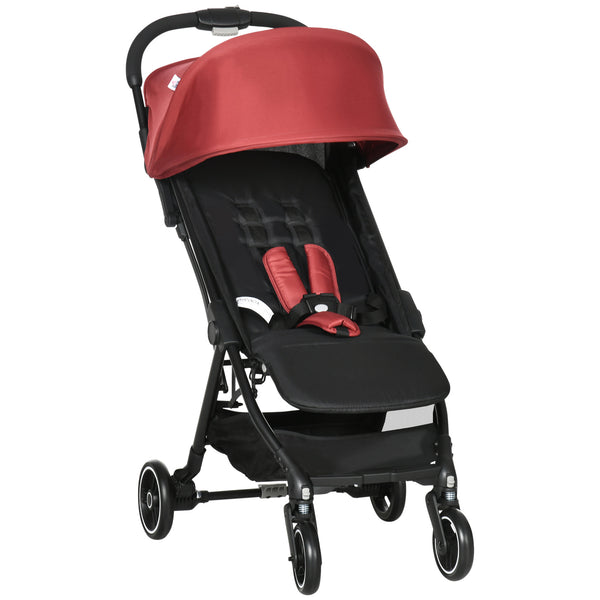 acquista Passeggino Leggero per Bambini Pieghevole 128x58x106 cm con Tettuccio in Alluminio e Tessuto Oxford Rosso e Nero