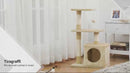 Albero Tiragraffi con Cuccia per Gatti in Legno Sisal 50x30x80 cm  Beige