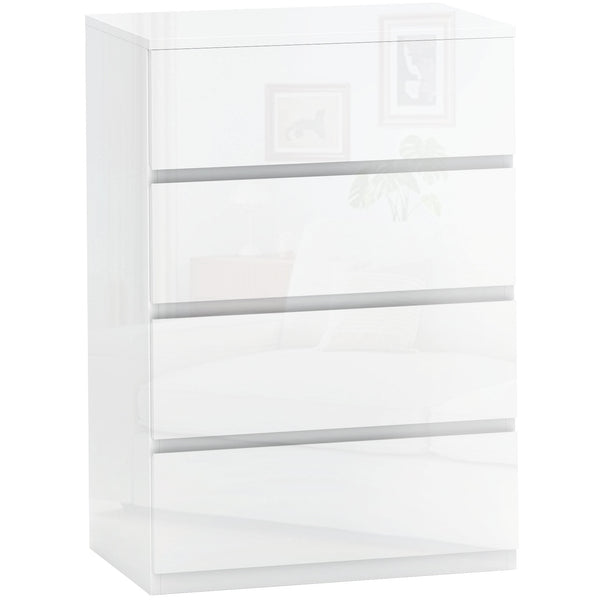 online Cassettiera 4 Cassetti 55x33x80 cm Design Moderno Antiribaltamento Bianco Lucido