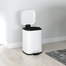 Pattumiera a Pedale 12 Litri 24,5x32x34,5 cm con Chiusura Silenziosa in Metallo e PP Bianco