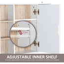 Specchio Armadietto da Bagno Pensile 60x14,5x49,4 cm in MDF e Truciolato Bianco e Legno Naturale