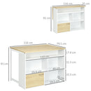 Isola da Cucina con Piano a Ribalta 116x79,5x91 cm in MDF Bianco e Legno Naturale