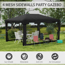 Gazebo  Pieghevole con Zanzariera e 2 Ingressi 4x3m in Metallo e PE Grigio Scuro