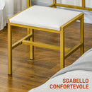 Consolle Trucco Specchio Illuminato a LED e Sgabello Bianco   