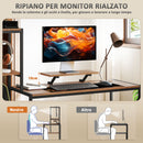 Scrivania per PC Reversibile 150x48x125cm con Supporto per Monitor e Scaffali Marrone   