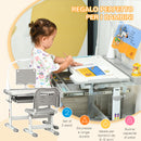 Banco Scuola con Sedia per Bambini con Lampada e Leggio Grigio