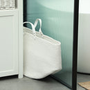 Cesto Portabiancheria Pieghevole con Manici 88L Ø56x35.5 cm in Cotone Naturale Bianco Crema 