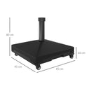 Base per Ombrellone Riempibile a Rotelle 45x45x40 cm in HDPE e Acciaio Nero   